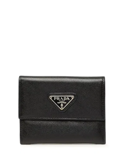 Pre-owned Prada 2000-2013 Saffiano Card Holder In Black