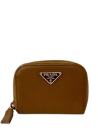 Pre-owned Prada 2000-2013 Saffiano Coin Pouch In Brown