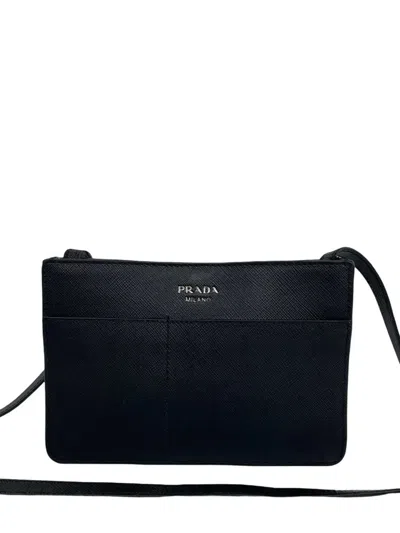 Pre-owned Prada 2000-2013 Saffiano Lux Crossbody Bag In Black