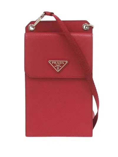 Pre-owned Prada 2000-2013 Saffiano Smartphone Case Crossbody Bag In Red