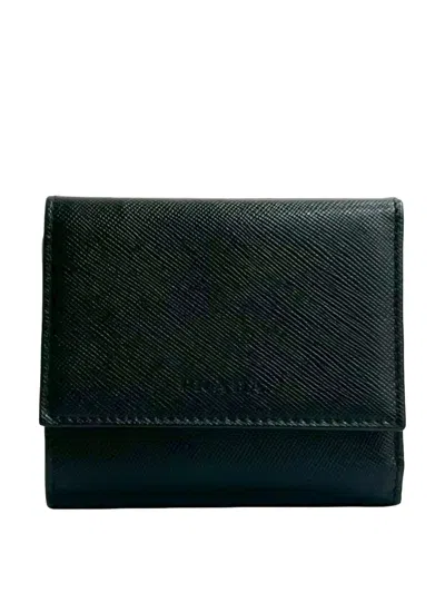 Pre-owned Prada 2000-2013 Saffiano Trifold Wallet Small Wallets In Black