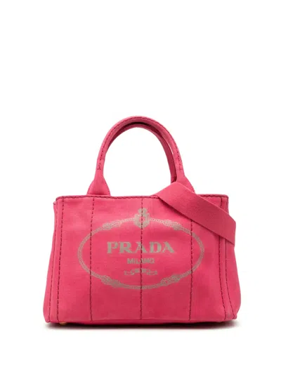 Pre-owned Prada 2000-2013 Small Canvas Canapa Logo Satchel In Pink