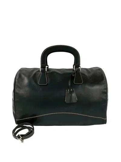Pre-owned Prada 2000-2013 Soft Calf Boston Bag Satchel In Black