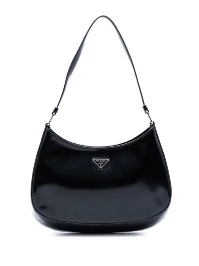 Pre-owned Prada 2000-2013 Spazzolato Leather Cleo Shoulder Bag In Black