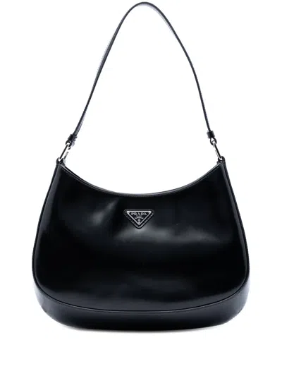 Pre-owned Prada 2000-2013 Spazzolato Leather Cleo Shoulder Bag In Black