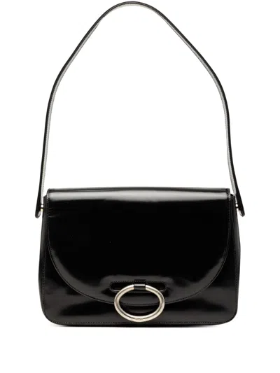 Pre-owned Prada 2000-2013 Spazzolato Leather Flap Shoulder Bag In Black
