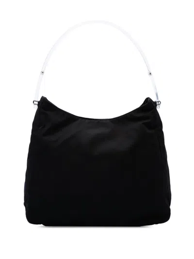 Pre-owned Prada 2000-2013 Tessuto Acrylic Handle Bag Shoulder Bag In Black