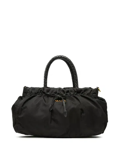 Pre-owned Prada 2000-2013 Tessuto Bow Satchel In Black