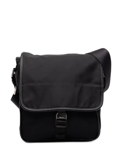 Pre-owned Prada 2000-2013 Tessuto Buckle Messenger Bag Crossbody Bag In Black