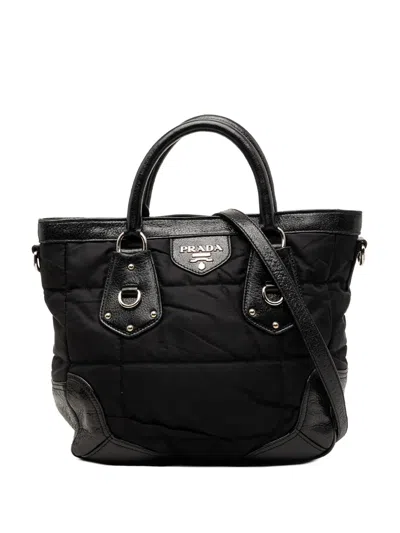 Pre-owned Prada 2000-2013 Tessuto Cervo Lux 24h Tote Satchel In Black