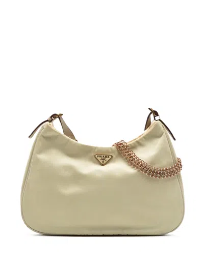 Pre-owned Prada 2000-2013 Tessuto Chain Shoulder Bag In Brown