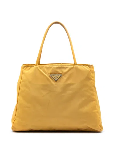 Pre-owned Prada 2000-2013 Tessuto City Tote Bag In Yellow