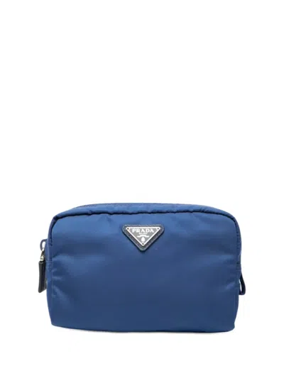 Pre-owned Prada 2000-2013 Tessuto Cosmetic Pouch In Blue