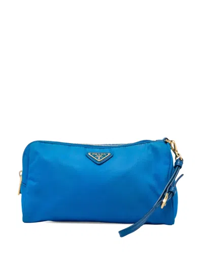 Pre-owned Prada 2000-2013 Tessuto Cosmetic Pouch In Blue