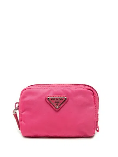 Pre-owned Prada 2000-2013 Tessuto Cosmetic Pouch Coin Pouch In Pink