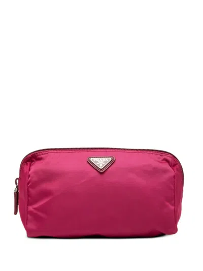 Pre-owned Prada 2000-2013 Tessuto Cosmetic Pouch In Pink