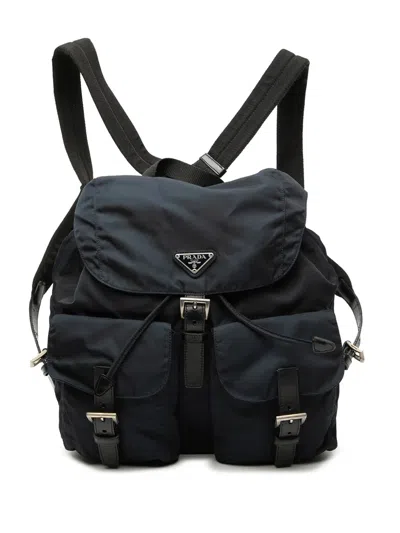 Pre-owned Prada 2000-2013 Tessuto Drawstring Backpack In Blue
