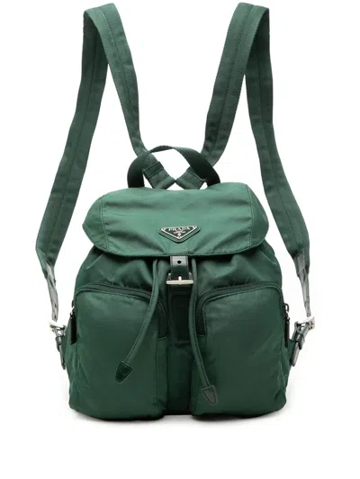 Pre-owned Prada 2000-2013 Tessuto Drawstring Backpack In Green