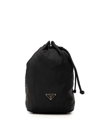 Pre-owned Prada 2000-2013 Tessuto Drawstring Pouch In Black