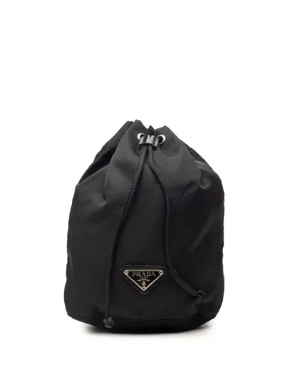Pre-owned Prada 2000-2013 Tessuto Drawstring Pouch In Black