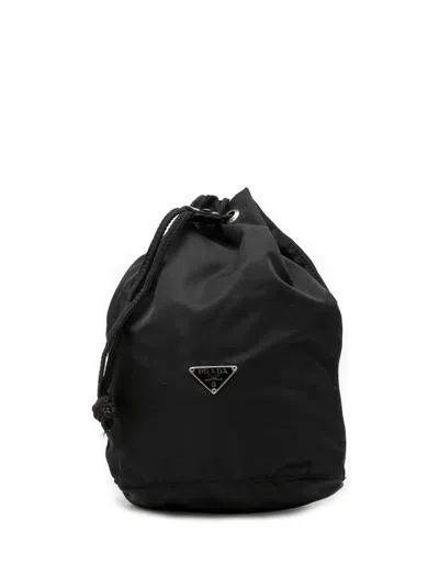 Pre-owned Prada 2000-2013 Tessuto Drawstring Pouch In Black