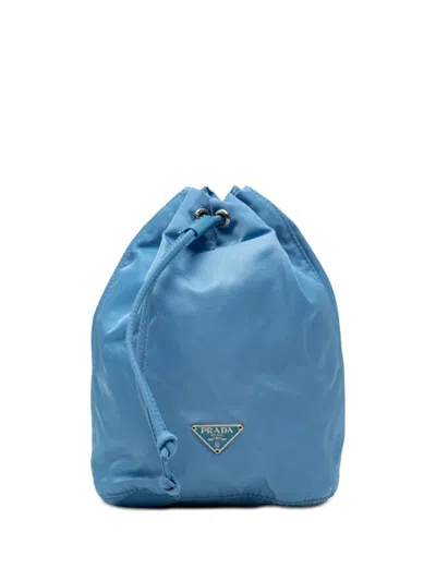 Pre-owned Prada 2000-2013 Tessuto Drawstring Pouch In Blue