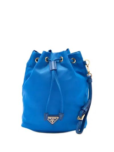 Pre-owned Prada 2000-2013 Tessuto Drawstring Pouch In Blue