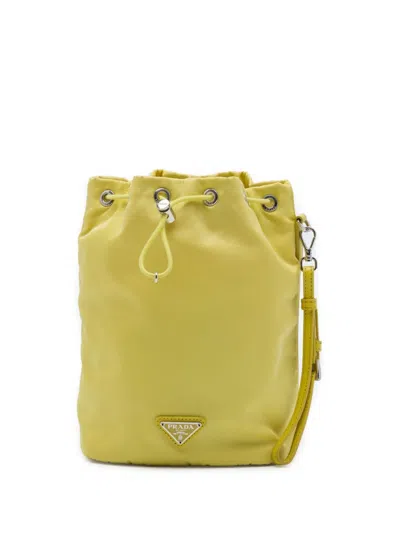Pre-owned Prada 2000-2013 Tessuto Drawstring Pouch In Yellow