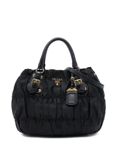 Pre-owned Prada 2000-2013 Tessuto Gaufre Satchel In Black
