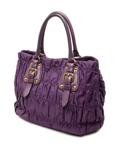 Pre-owned Prada 2000-2013 Tessuto Gaufre Satchel In Purple