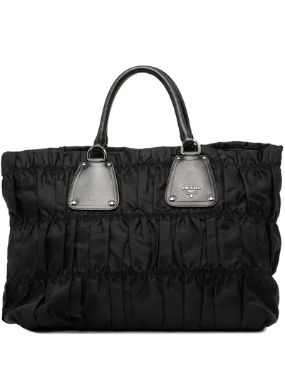 Pre-owned Prada 2000-2013 Tessuto Gaufre Tote Bag In Black