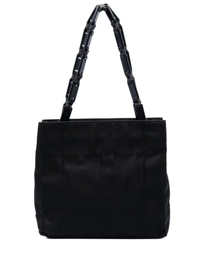 Pre-owned Prada 2000-2013 Tessuto Impunto Chain Tote Bag In Black