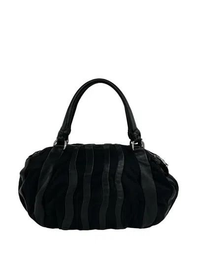 Pre-owned Prada 2000-2013 Tessuto Nappa Waves Handbag In Black