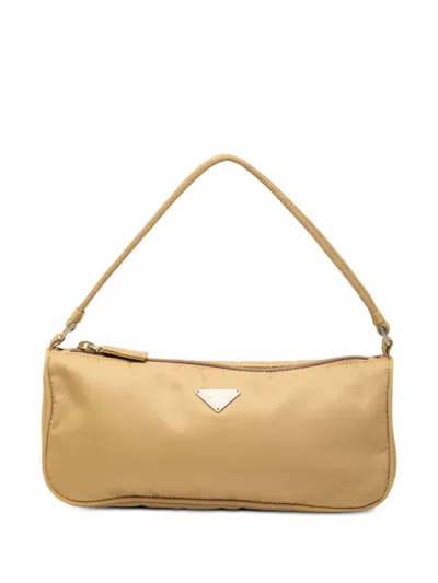 Pre-owned Prada 2000-2013 Tessuto Pochette Shoulder Bag In Brown