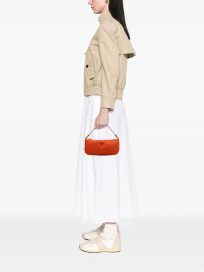 Pre-owned Prada 2000-2013 Tessuto Pochette Shoulder Bag In Orange