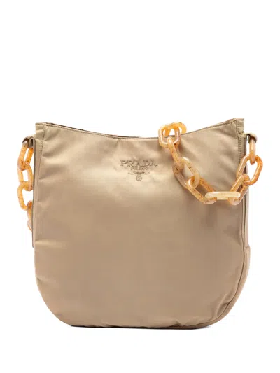 Pre-owned Prada 2000-2013 Tessuto Resin Chain Shoulder Bag In Neutrals