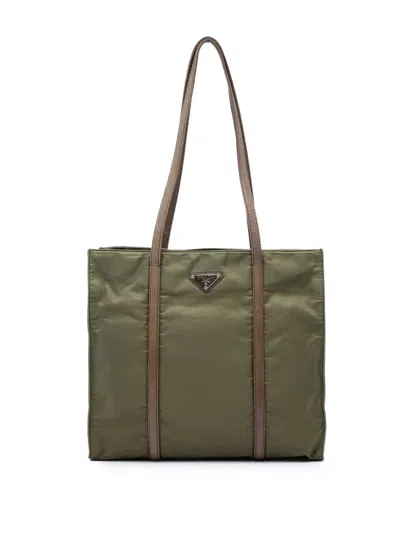 Pre-owned Prada 2000-2013 Tessuto Tote Bag In Green