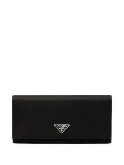 Pre-owned Prada 2000-2013 Tessuto Wallet Long Wallets In Black
