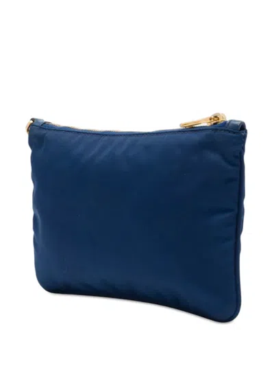Pre-owned Prada 2000-2013 Tessuto Wristlet Clutch Bag In Blue