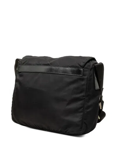 Pre-owned Prada 2000-2013 Tessuto Zip Buckle Messenger Bag Crossbody Bag In Black