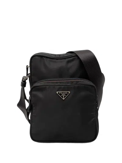 Pre-owned Prada 2000-2013 Tessuto Zip Top Crossbody Bag In Black
