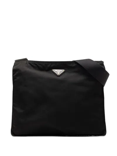 Pre-owned Prada 2000-2013 Tessuto Zip Top Crossbody Bag In Black
