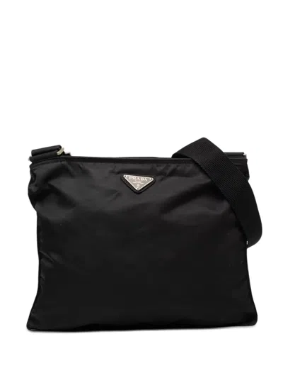 Pre-owned Prada 2000-2013 Tessuto Zip Top Crossbody Bag In Black