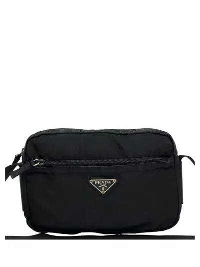 Pre-owned Prada 2000-2013 Tessuto Zip Top Crossbody Bag In Black