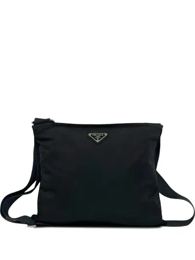 Pre-owned Prada 2000-2013 Tessuto Zip Top Crossbody Bag In Black