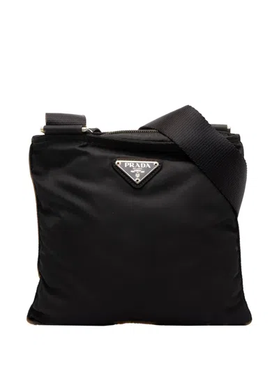 Pre-owned Prada 2000-2013 Tessuto Zip Top Crossbody Bag In Black