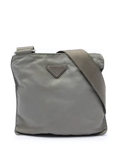 Pre-owned Prada 2000-2013 Tessuto Zip Top Crossbody Bag In Gray