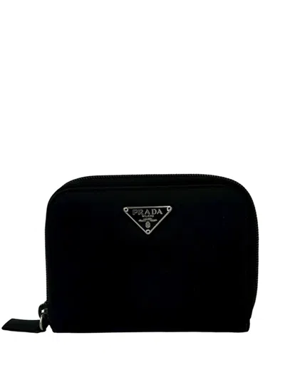 Pre-owned Prada 2000-2013 Tessuto Zip Wallet Small Wallets In Black
