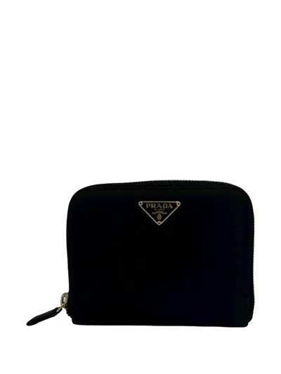 Pre-owned Prada 2000-2013 Tessuto Zip Wallet Small Wallets In Black