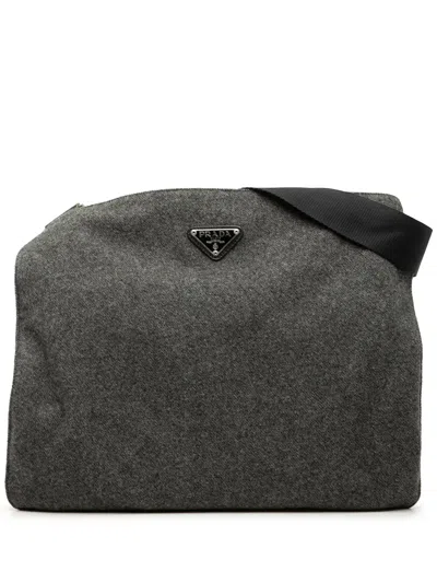 Pre-owned Prada 2000-2013 Wool Crossbody Bag In Gray